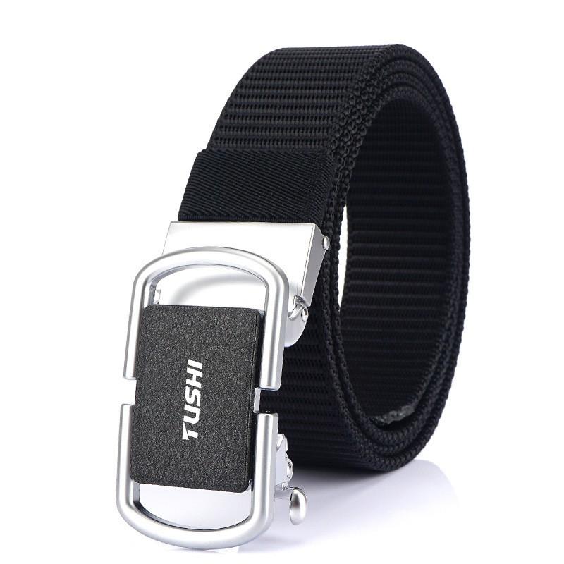 3.5cm Toothless Automatic Buckle Belt Men's Outer Nylon Casual Pants