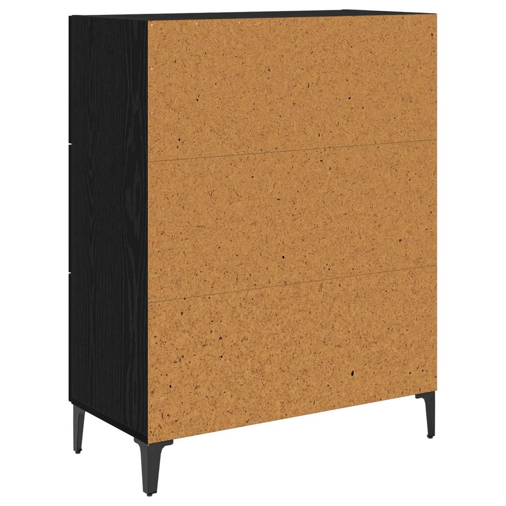 Sideboard In Black Oak Look 69.5 X 34 X 90 Cm Engineered Wood