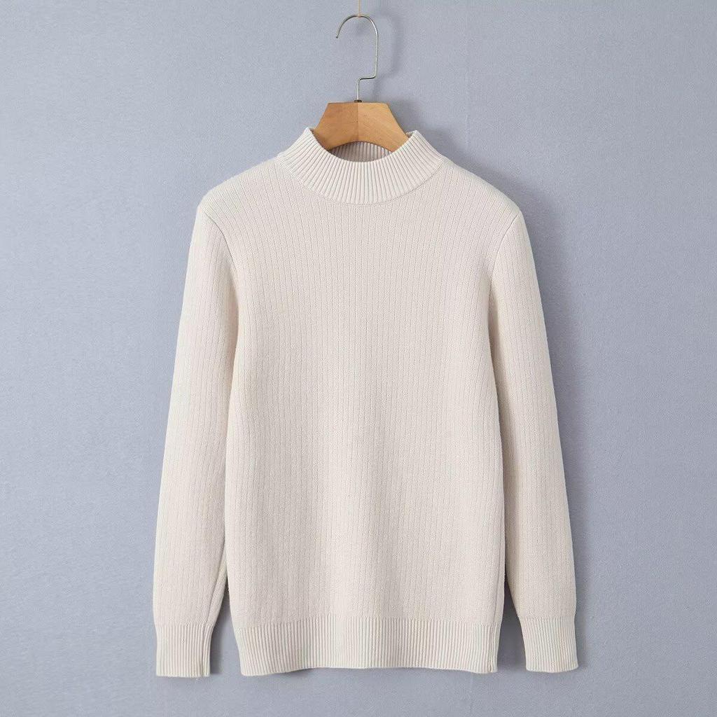 2024 Autumn Women's European & American Style Fleece-lined Warm Pullover Sweater