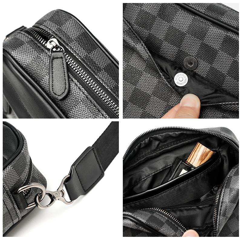 Shoulder Bag Men'S Plaid Trendy Messenger Bag Business Casual Horizontal Youth Men'S Bag Small Satchel