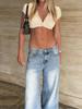 Women's Fashion Casual Solid Color Deep V Neck Short Sleeve Crop Top Button Front Slim Fit Summer Shirt