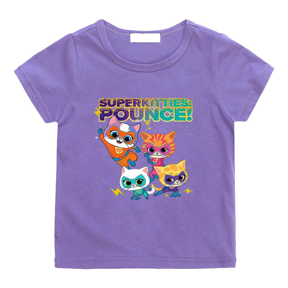 2026 NUOVA T-shirt Anime con Stampa SuperKitties 100% Cotone T-shirt Casual per Bambini e Bambine Top Girocollo Divertente T-shirt Manica Corta Magliette Manga Abbigliamento Estivo