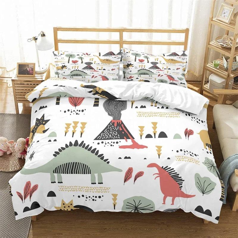 

Kids Dinosaur Bedding Set Boys Cartoon Duvet Cover 3D Animal Microfiber Quilt Cover For Boy Girl Child Bedroom Decor 90x200cm