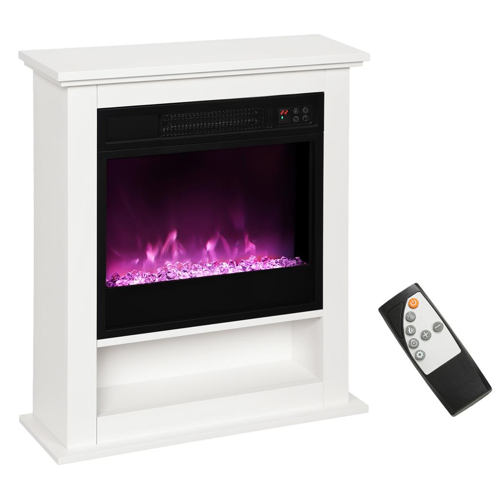 1800W Adjustable Faux Flame Electric Fireplace - White