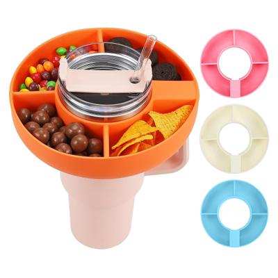 4 Bölmeli Silikon Aperatif Halkası Mükemmel Fit Aperatif Konteyneri 40 oz Bardak için Basit Yeniden Kullanılabilir Aperatif Tabakları