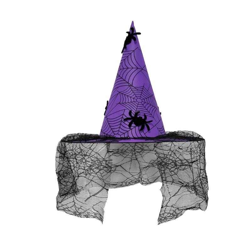 Cosplay Costume Witch Hat Mesh Wizard Hat for All Age Halloween Party Hat Role Play Witch Hat Cloche Hat Headwear
