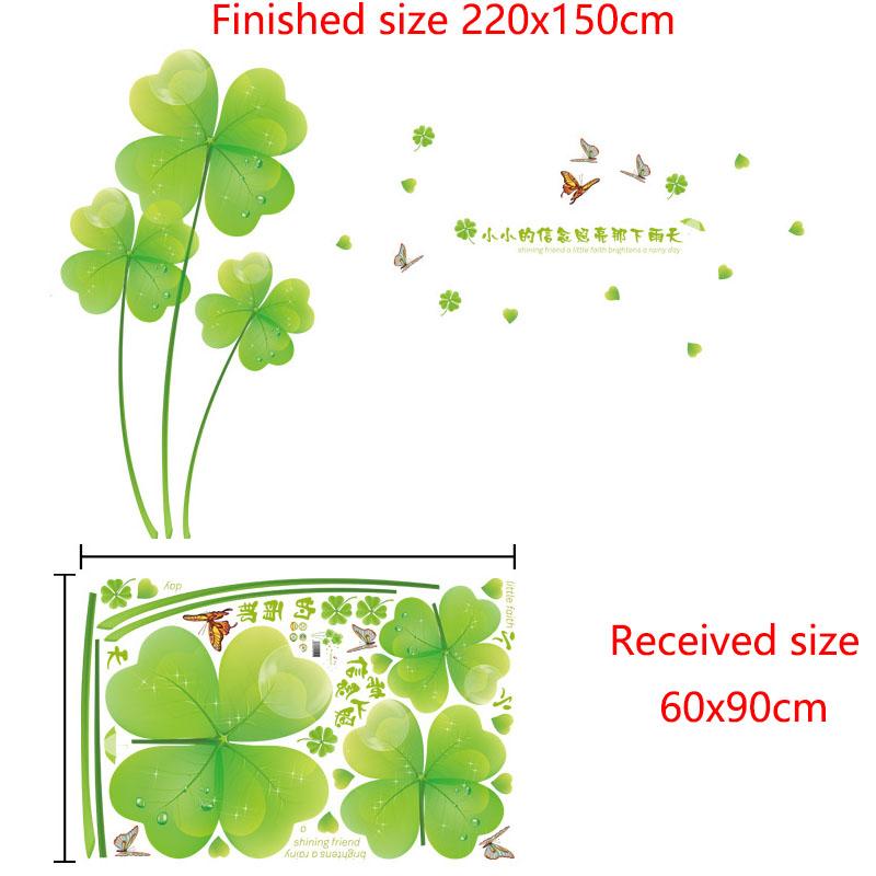 

Clover Wall Sticker Self Adhesive Vinyl Decal for Living Room TV Background Bedroom Wall Decor Home Art Removable 60x90CM зелений