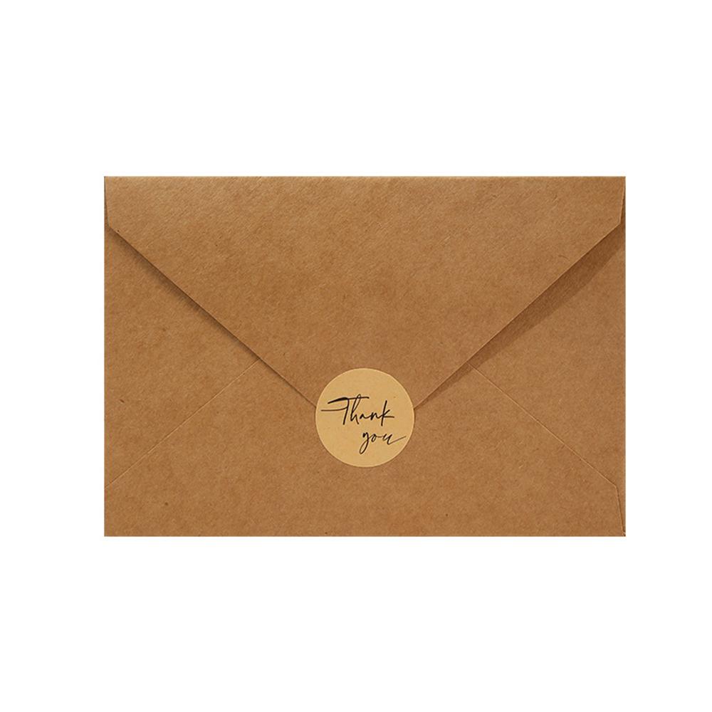 6pcs Thank You Folding Card Gift Kraft Message DIY Decoration Holiday Greeting Card Envelope Seaing Sticker Student Stationery