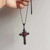 Gothic Cross Necklace With Red Crystal Pendant For Women And Men