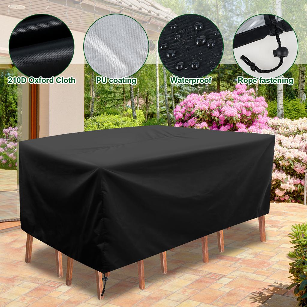 Patio Furniture Cover Oxford Cloth Waterproof Dining Set Cover Rectangular Tear Resistant Outdoor Garden Furniture Protector