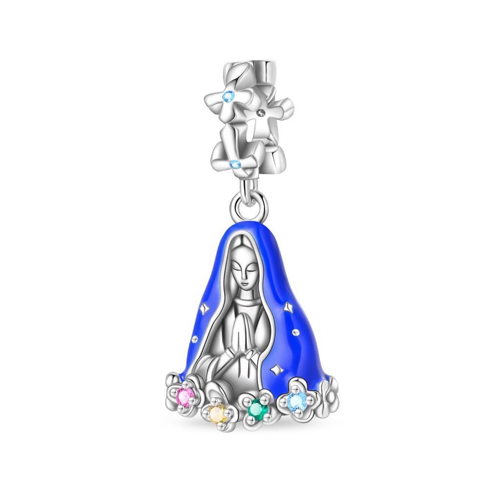 Virgin Mary Pendant Loose Beads DIY Bracelet Necklace Jewelry Making Supplies 925 Silver