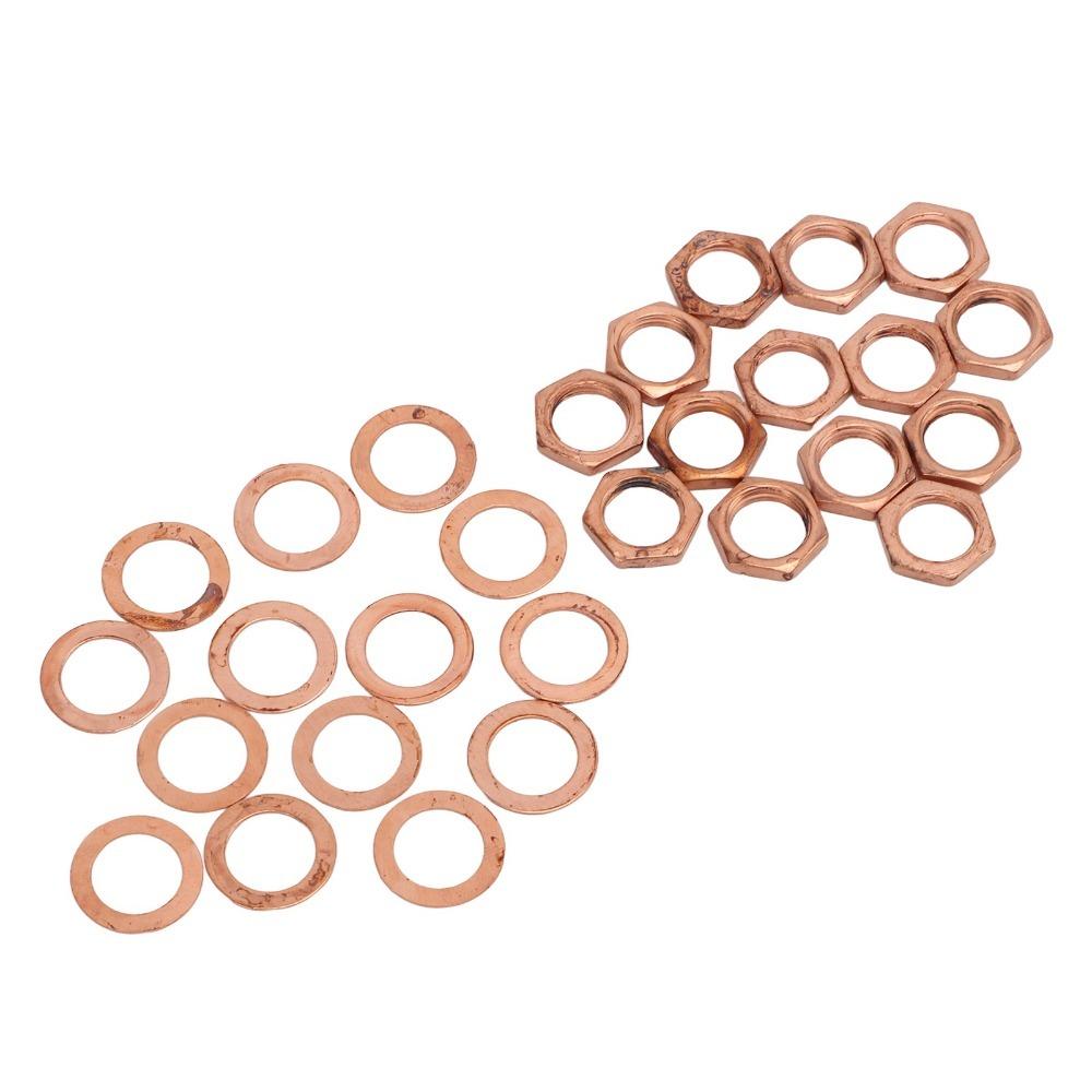 14Sets Red Copper And Bronze Nut Washer Kit Metal Guitar Jack Nut Washer For Guitar