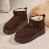 Winter Thick Bottom Fleece Lined Large Head Snow Boots Bread Cotton Shoes Over Ankle Rubber Sole Adult Pure Color Booties