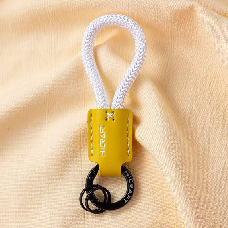 

Handbag Pendant Motorcycle Car Keychain Leather Woven Rope Metal Key Fob Customizable Decorative Gift for Riders 1pc жовтий