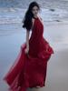 Robe en maille féerique dos nu Robe de mariée Robe de toast Robe de soirée Fil de mariée Robe de nuit Robe longue pour femme