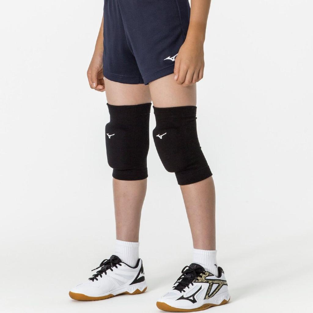 MIZUNO Volleyball Knee Support with Junior Free V2MYA400 Pad, 2-Pack, Size, Black/White, Size,