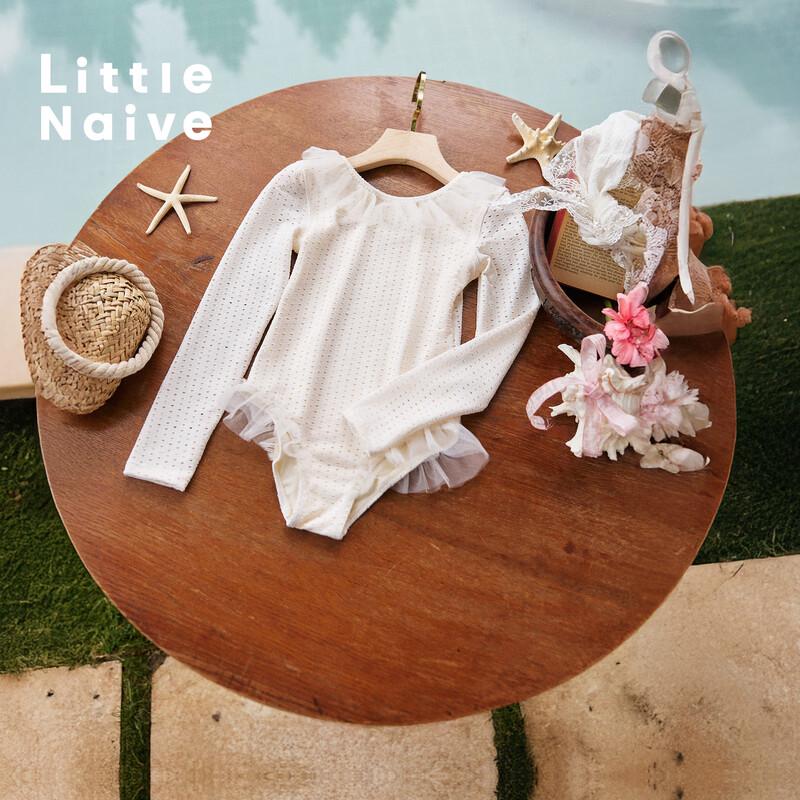 Little Naive Children's Ruffle Long Sleeve One-Piece Swimsuit