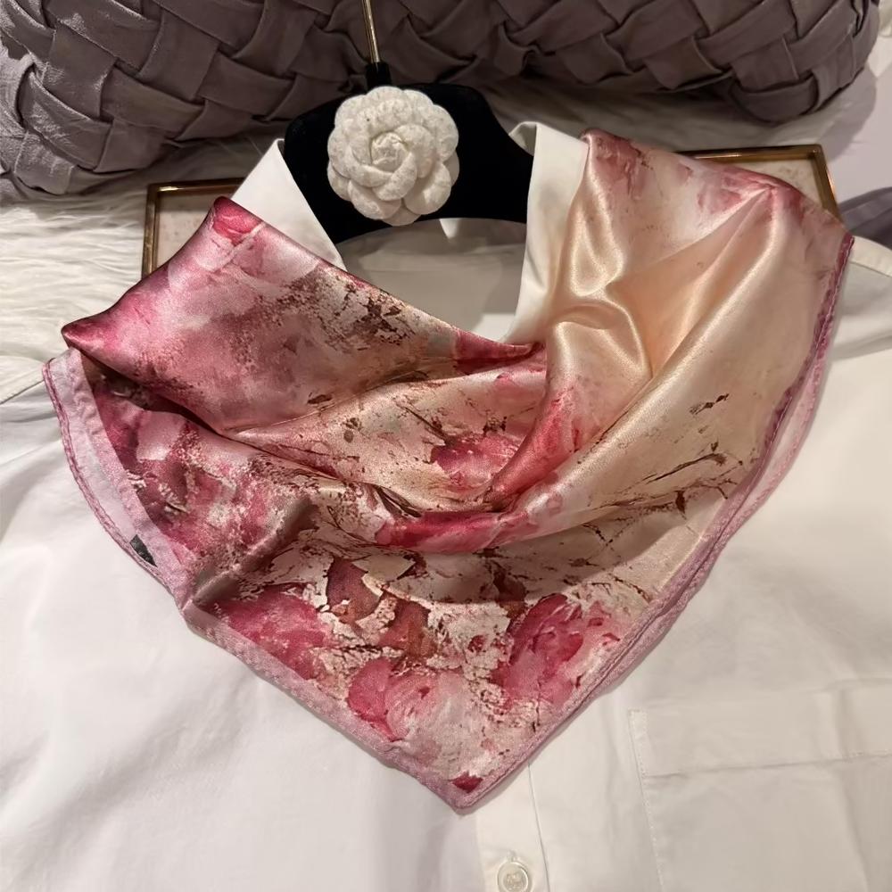 White Blue 100% Mulberry Silk Small Square Scarf Women Spring Fall Summer Hair Scarf Elegant Paisley Neck Scarves Neckerchief