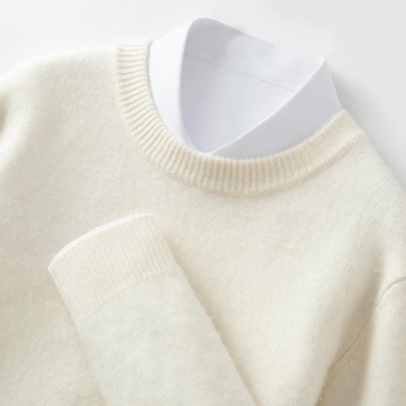 Autumn-Winter Men's Round Neck Solid Knit Sweater - Double Strand Trendy Base Layer