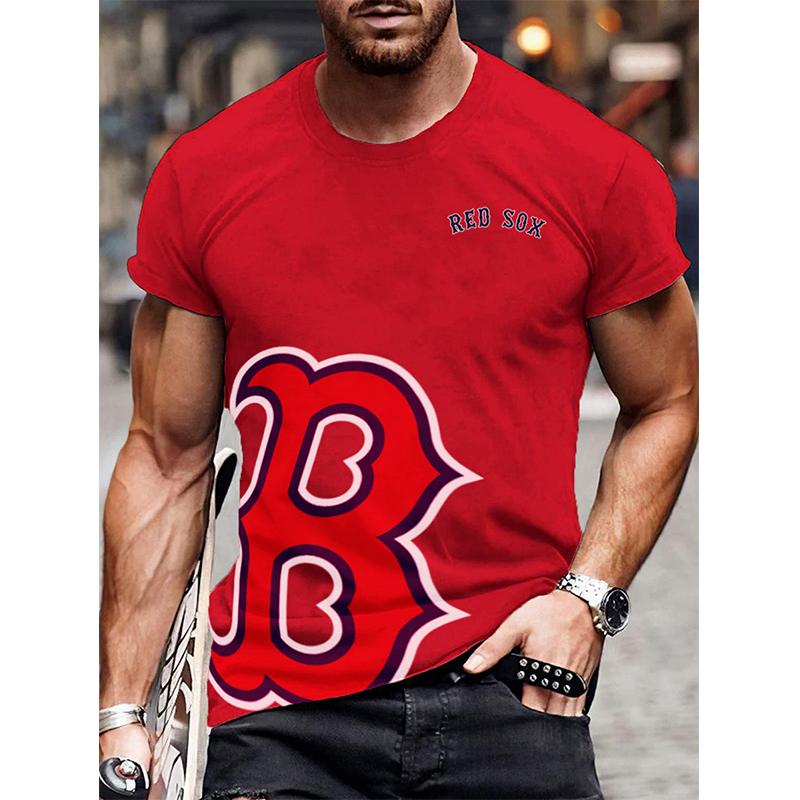 Красная футболка с коротким рукавом с модным рисунком и принтом, летний комфорт и легкий вес 6XL