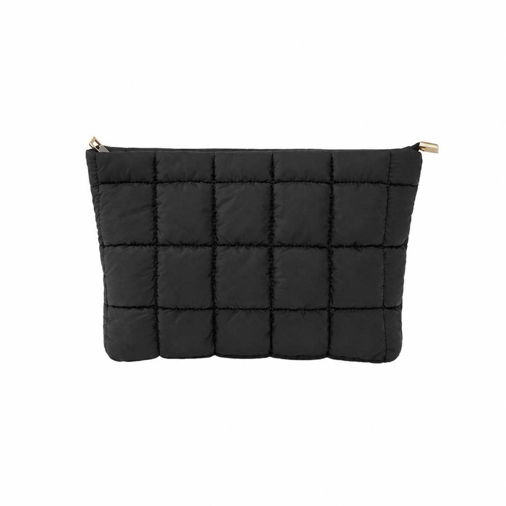 Puffer Makeup Bag Quilted Cosmetic Pouch Large Capacity Travel Organizer with Zipper Partition for Women Beauty Accessories