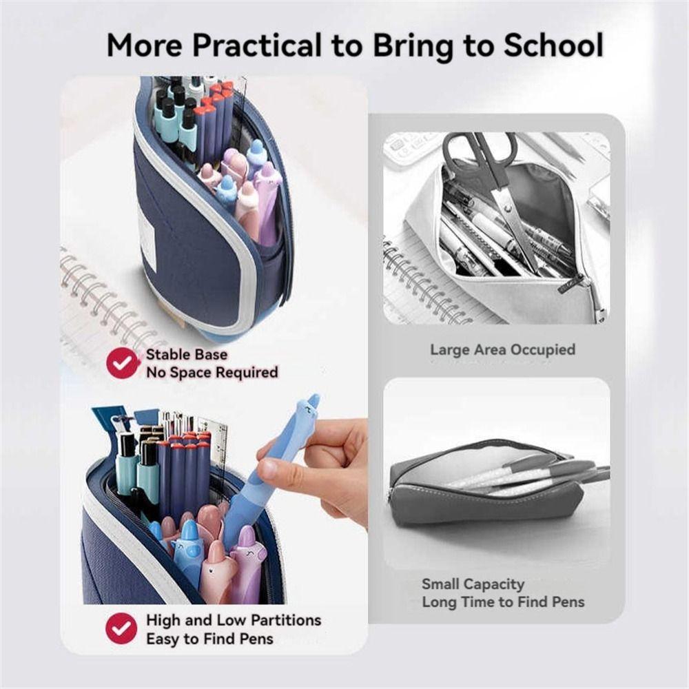 2-in-1 Retractable Pencil Bag Portable Student Pen Holder Stationery Storage Bag  School Supplies