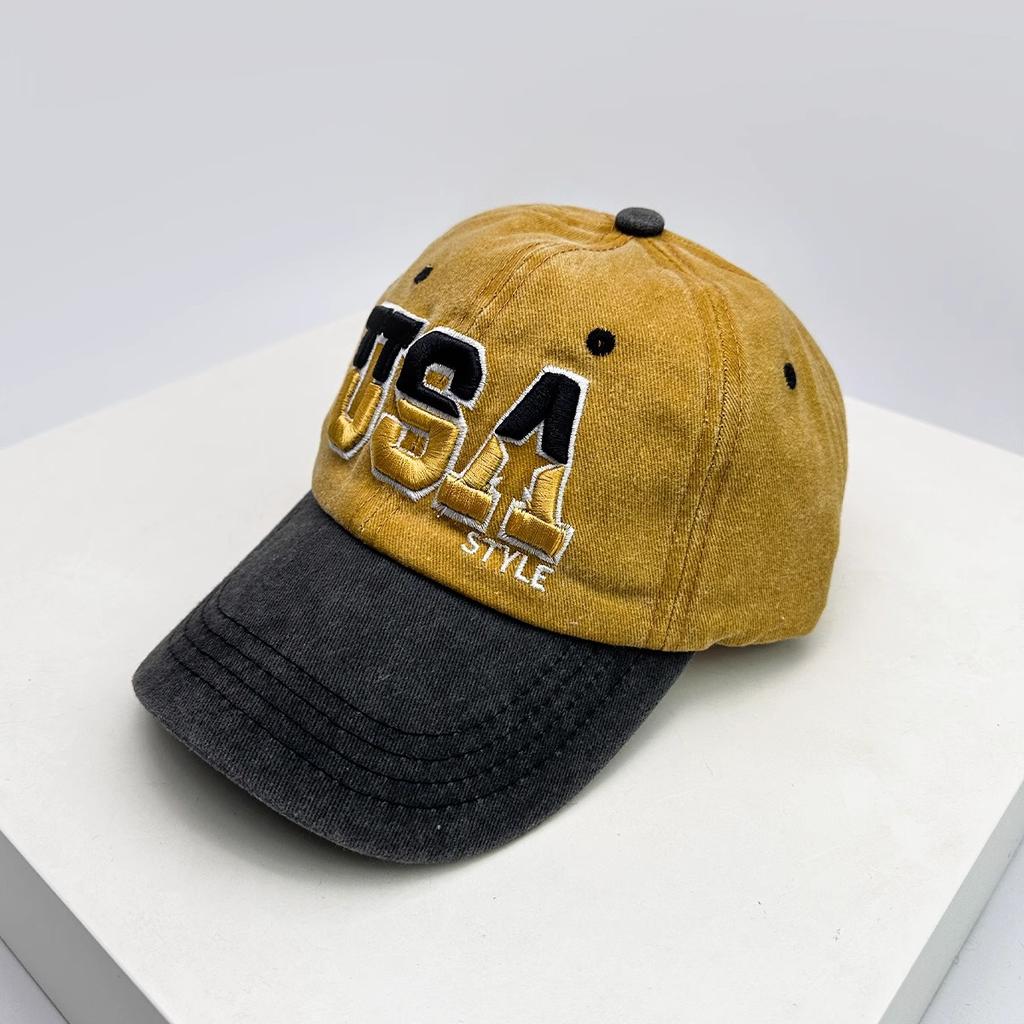 Washed Old Embroidered Baseball Cap Embroidered Baseball Cap European and American Retro Versatile Sun Protection Baseball Cap