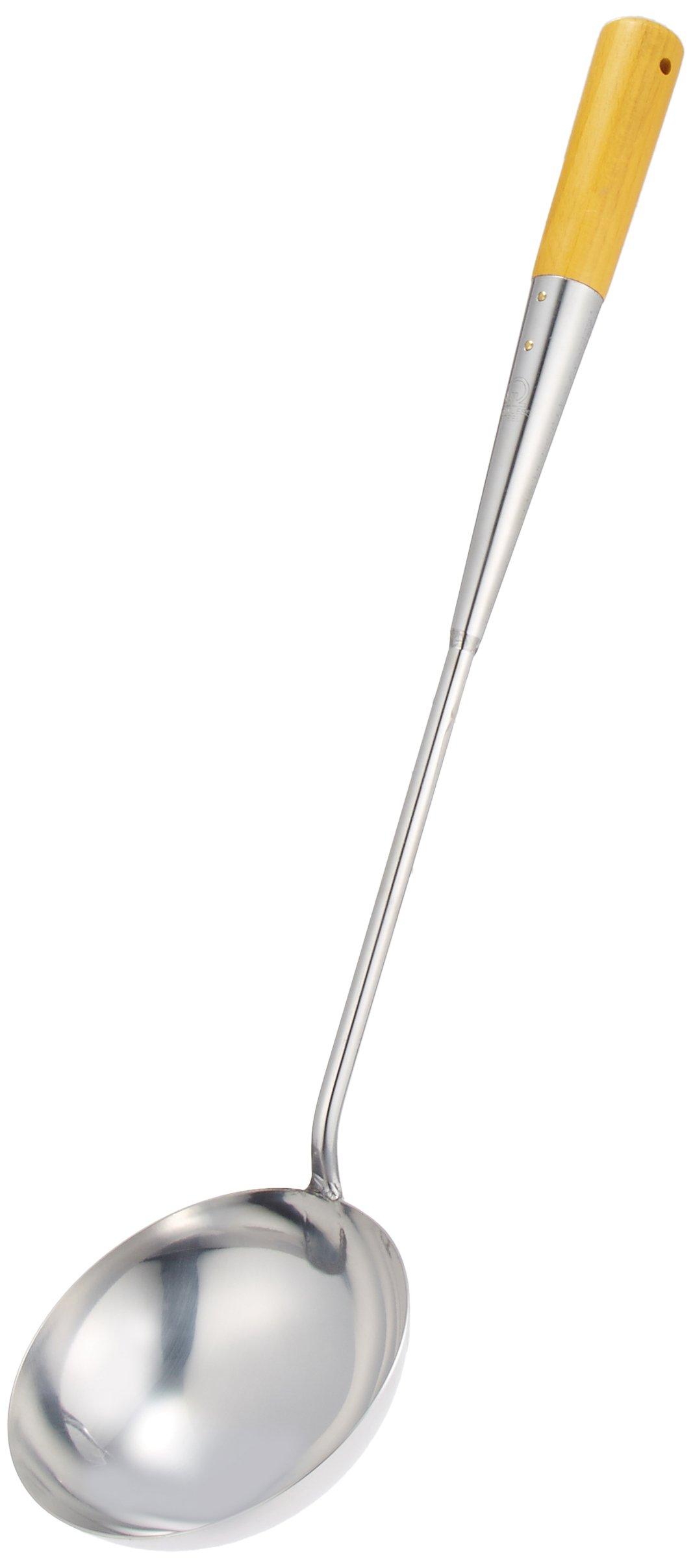Endo Shoji Professional Chinese Natural Wood and Stainless Made in ATY55002 Ladle, Medium, Steel, Japan,