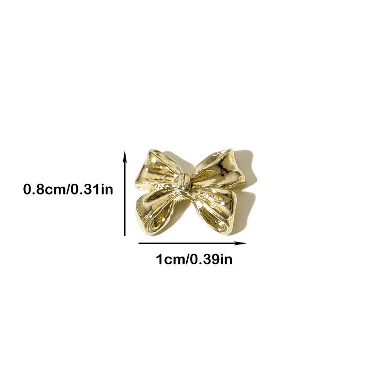 10Pcs 3D Bow Tie Ribbon Shaped Alloy Nail Accessories Gold Multi-Designs Nail Art Jewelry  Decorations Manicure Charm