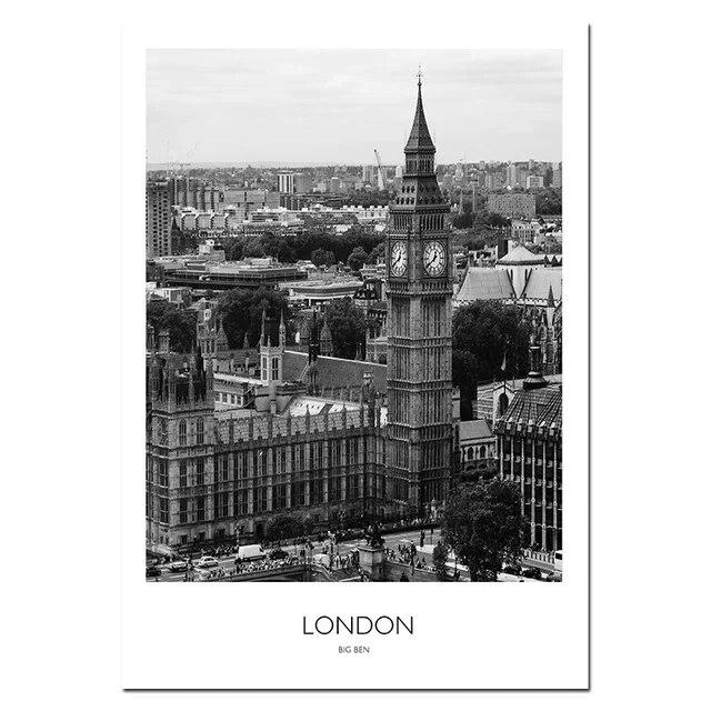 Black And White Abstract Wall Art Canvas Painting Paris London New York Posters Prints Nordic World City Landscape Picture Decor