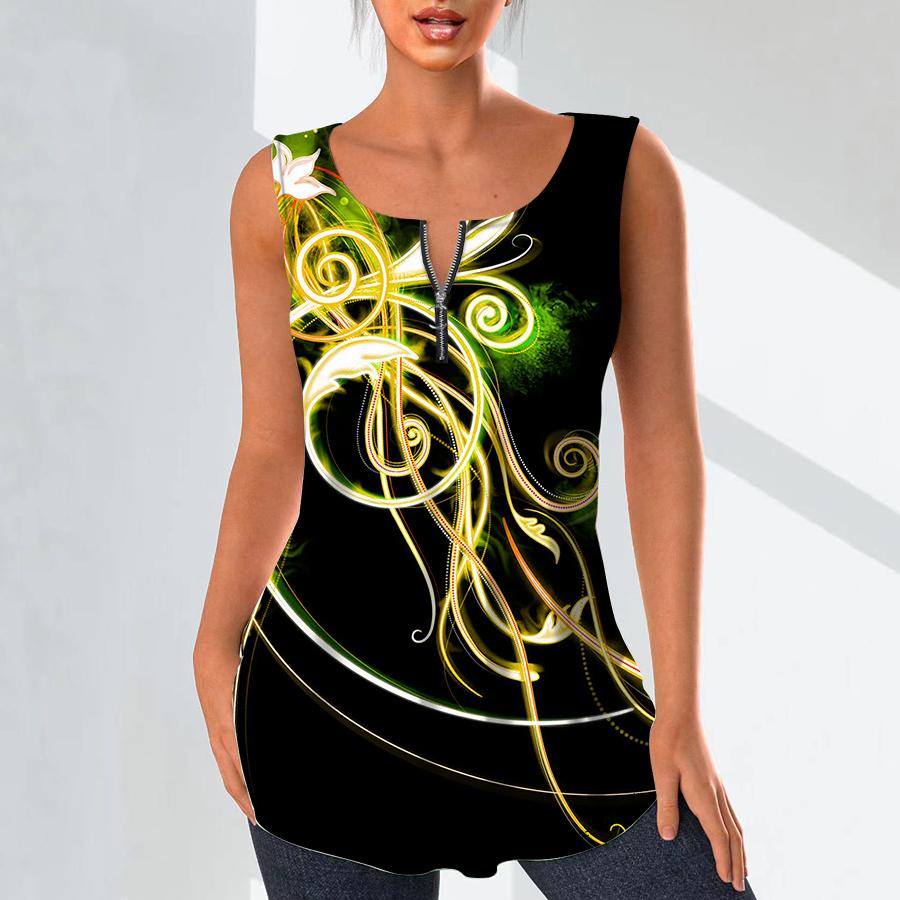 

Женские модные рубашки с v-образным вырезом, повседневные топы, футболка, женский жилет с 3D светящимся принтом, блузка без рукавов больших размеров, топы на бретелях 8XL жёлтый