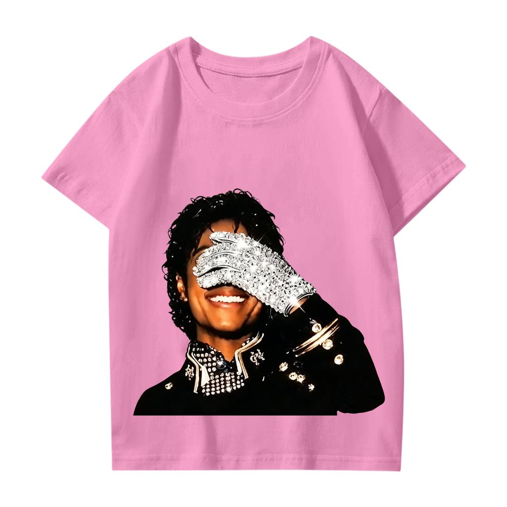 Fashionable Round Neck Short Sleeve Work Clothes Printed Tops For KID Summer Tops