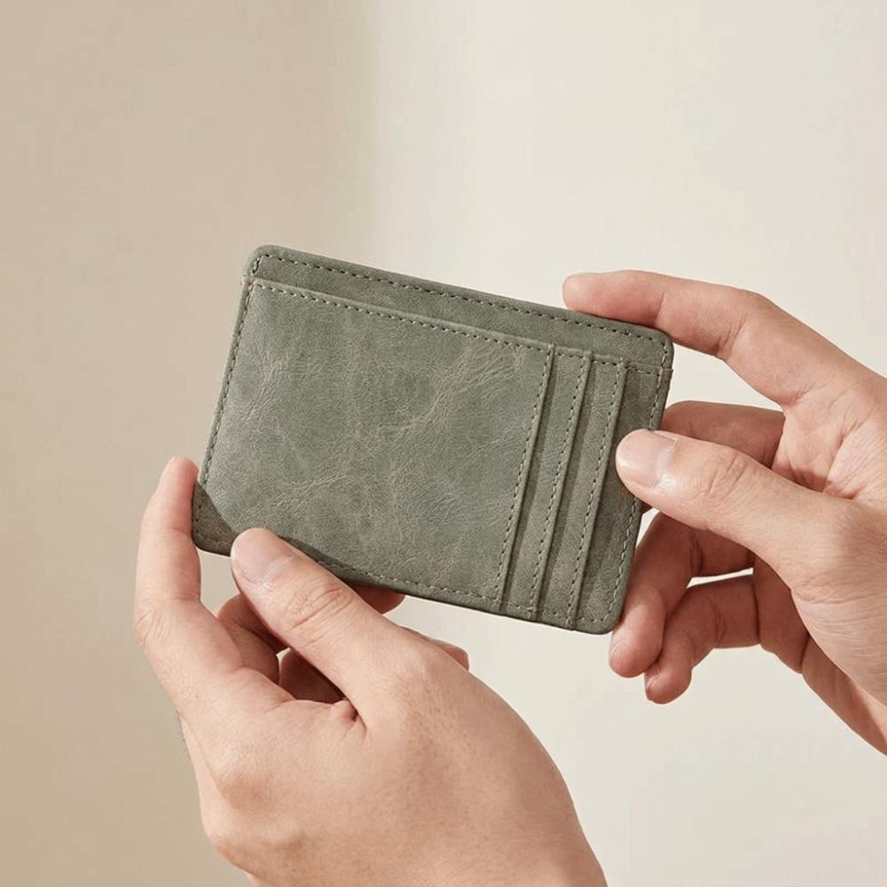 Solid Color Mini Card Holder Pu Leather Bank Card Case Coin Purse  Men/Women