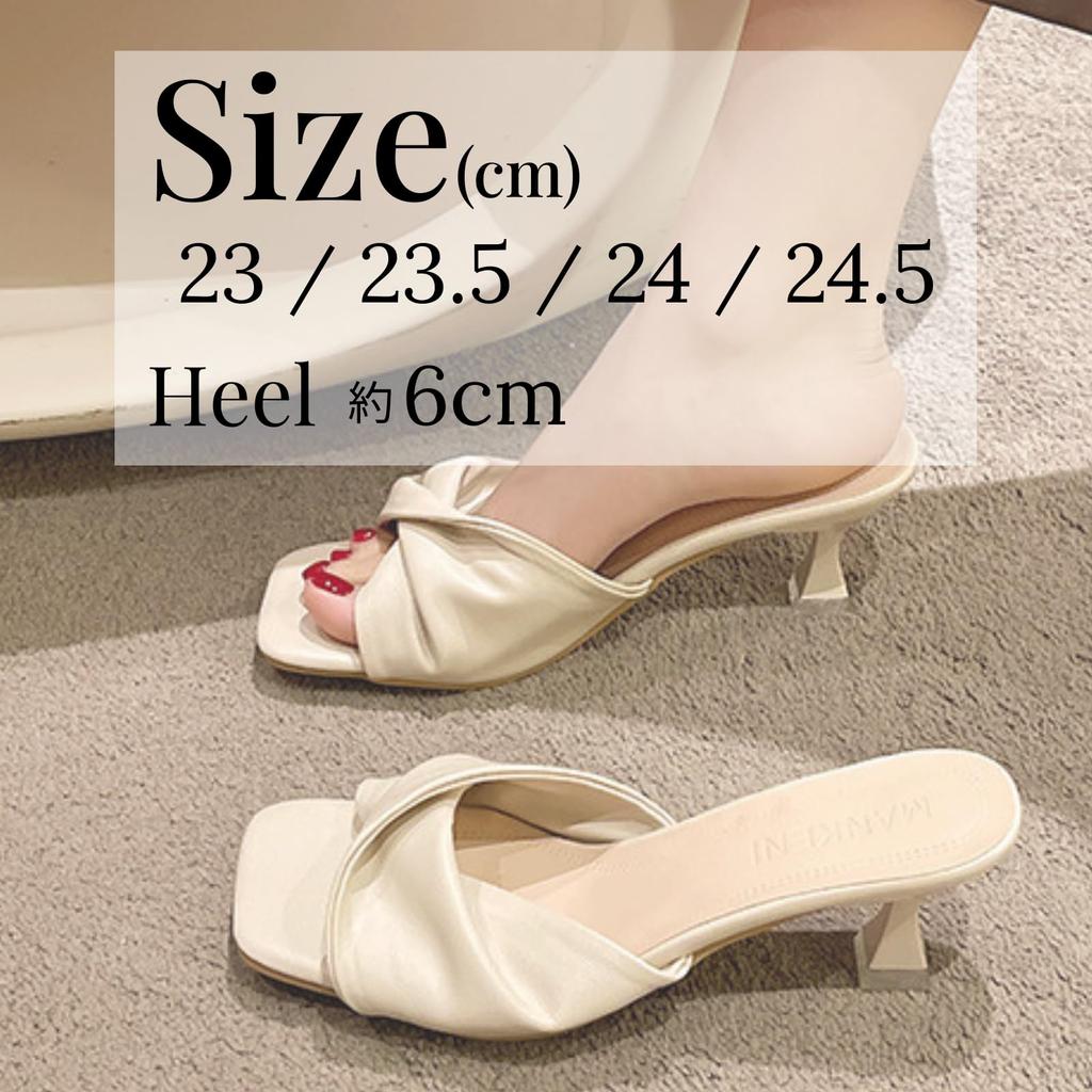 OZBERLI Mule Sandals with a 6cm and Thin Perfect for a and cute summer Features a design with a ribbon A Japanese shoe Women's Open-Toe Heel, Square,