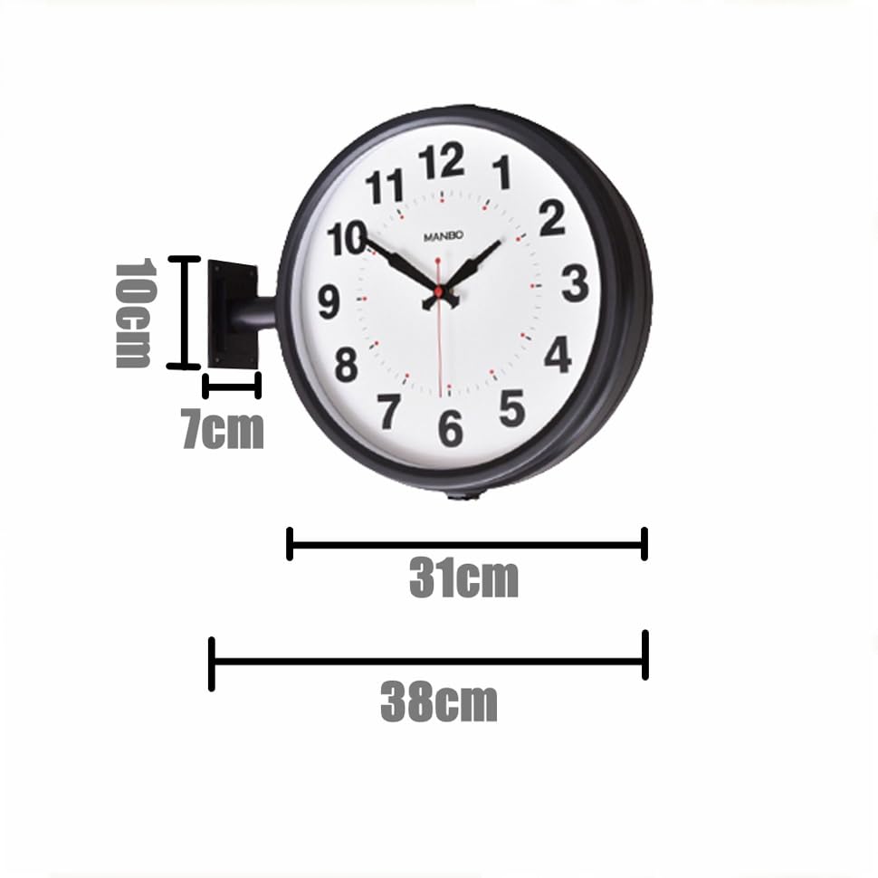 Wanduhr manbo Wanduhr Durchmesser 30CM doppelseitige Wanduhr schwarze Welle Doppelseitig doppelseitig - nicht funkgesteuert (schwarz)