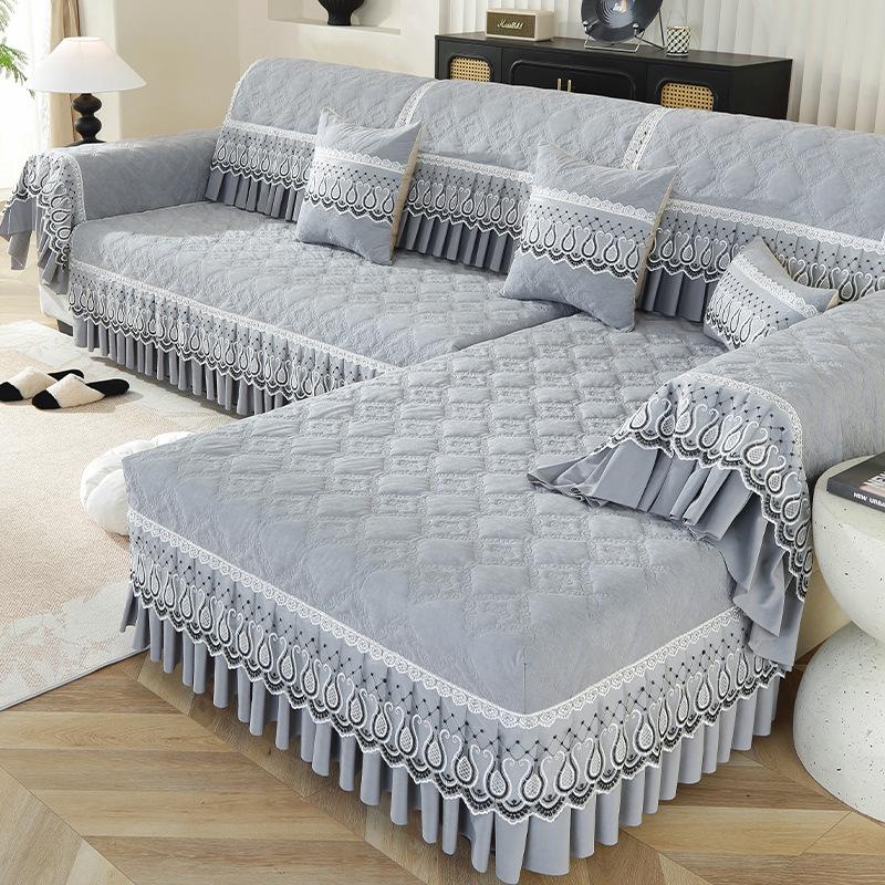 

Юбка из шенилла Современная простая диванная подушка Four Seasons Универсальная диванная подушка 45*45 светло-серый