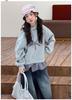 Girls' Plaid Patchwork Hooded Sweatshirt: 2026 Autumn Style for Middle and Older Children - Faux Two-Piece Long-Sleeve Top