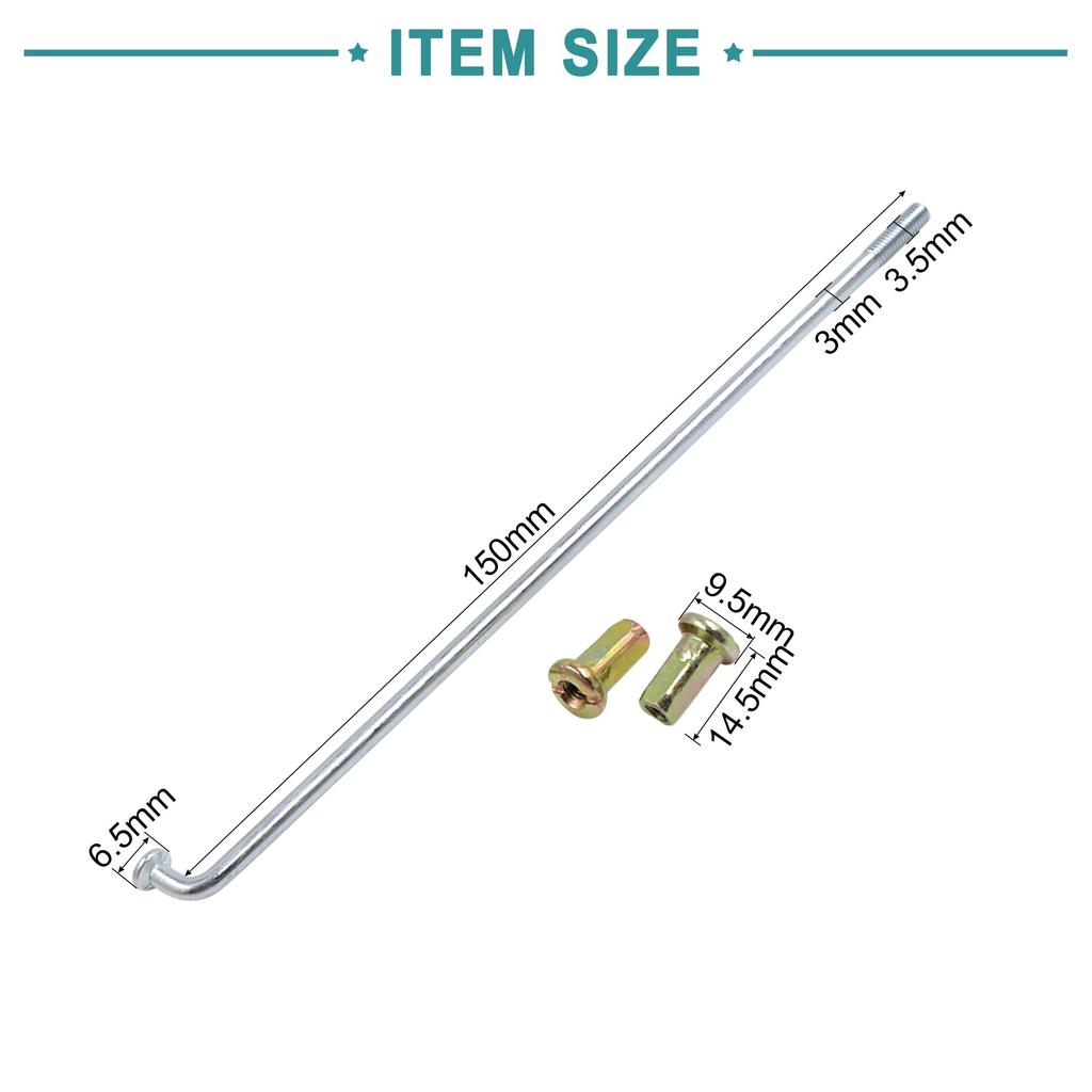 ACROPIX Motorcycle Scooter Wheel Plated Spoke Set 150mm Length with Nipples Silver Tone 36 Pieces