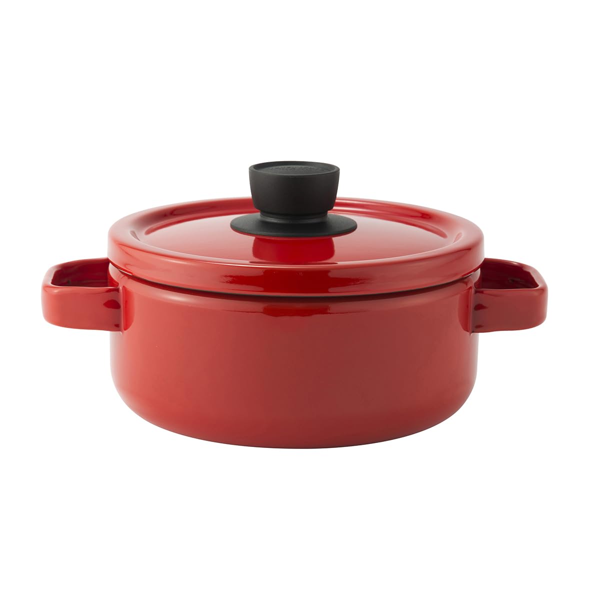 Fuji Enamel Honeyware Solid 20cm Red IH Compatible Casserole, ISD20WCR, Double-handled Pot,