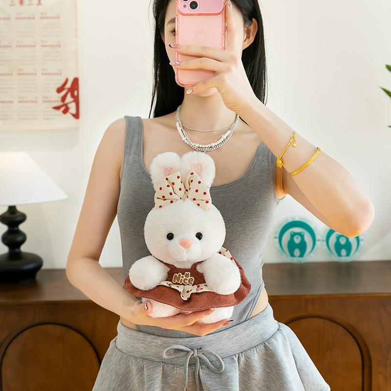 Time Family Plaid Rabbit Plush Toy Youth Couple Bear Grabbing Doll Wedding Throwing