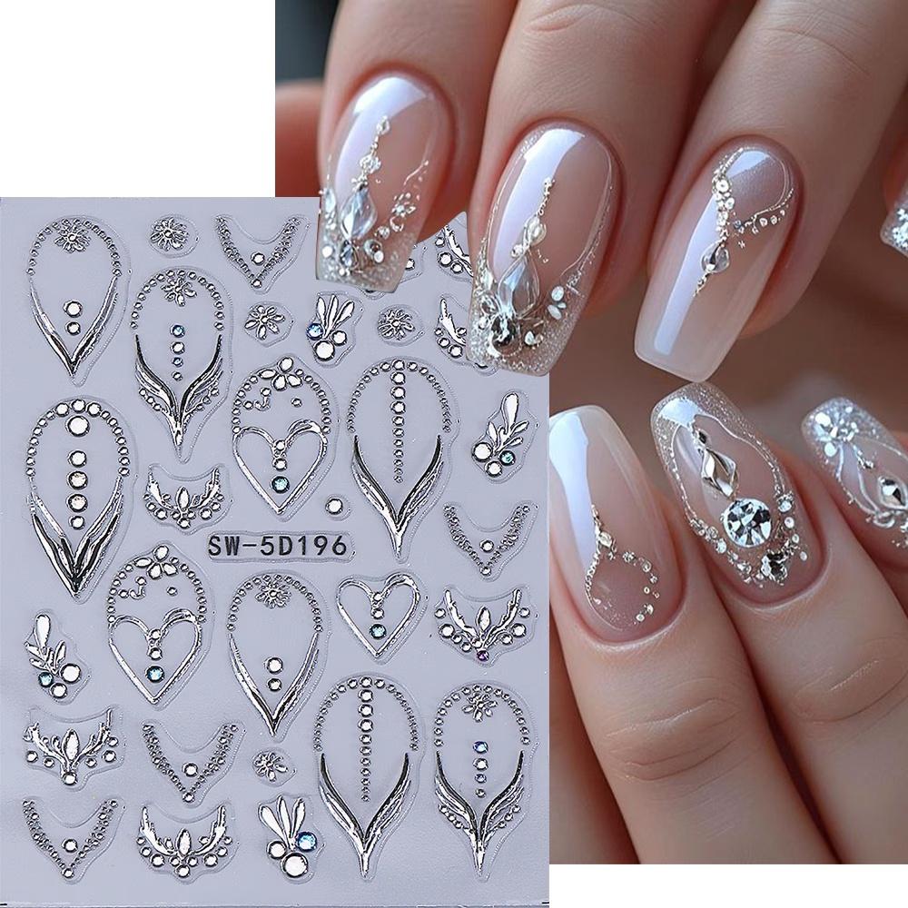 

Heart-shaped luxury necklace design nail stickers United States