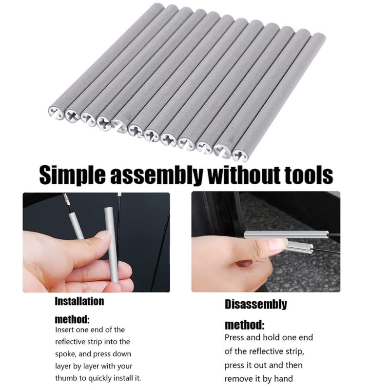 36Pcs Cycling Reflectors and Reflective Warning Strips Stickers, Bike Wheel Spoke Reflectors for Road Mountain Bike