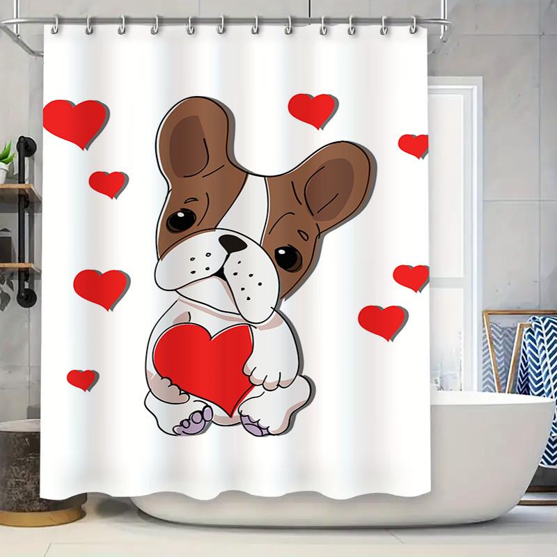 

Green Christmas Shower Curtain With Dinosaur Design Festive Bath Decor For Bathroom Decoration In Blue Red Colors W60H190(CM)-1 Pcs