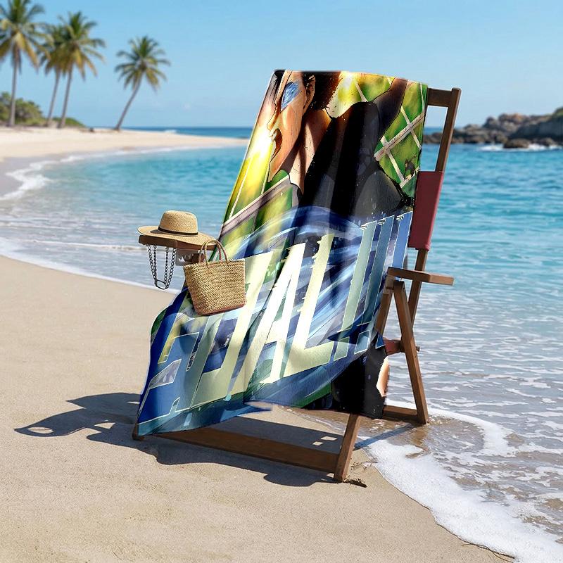 Beach Towel with B-BLUE L-LOCK Pattern - soft,absorbent,machine washable Lightweight&Modern,swimming,Travel Essentials