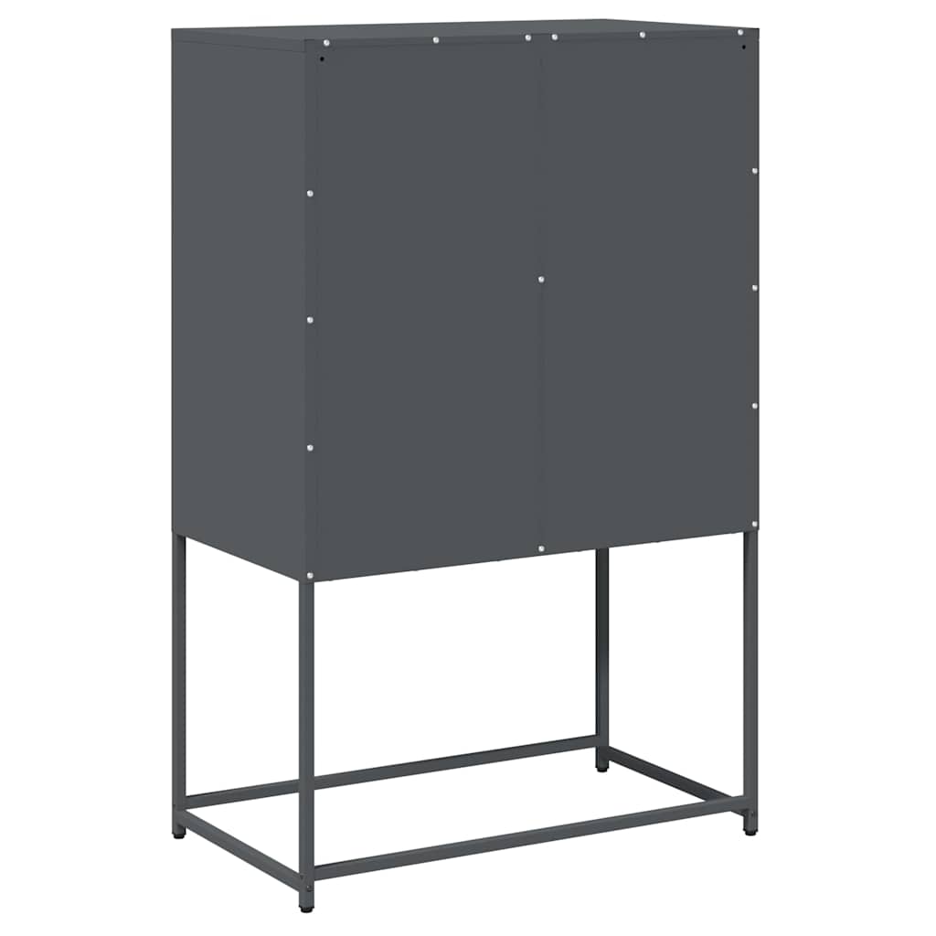Komoda Wysoka Antracyt 68X39X107 Cm Stal