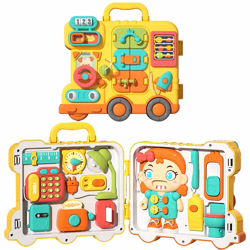 Montessori Sensory Busy Board Baby Travel Toy Music Lights Switch Basic Life Skills Learn Multifunction Activites Toy Xmas Gift