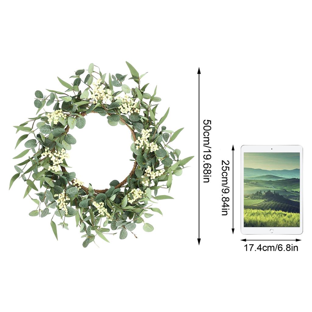 20 Inch Artificial Garland, Large Spring Wreath, Front Door Wreath, Holiday Celebration, Window Wall Party Decoration,Artificial Leaf Garland