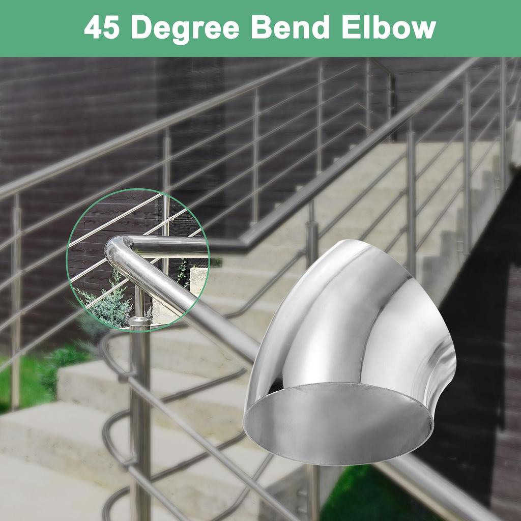 M METERXITY OD 45 Degree Mandrel Bend mm 304 Stainless Steel Exhaust Elbow for Vehicle Modification Exhaust Stair Handrail 106 mm Height 4-Pack 4"