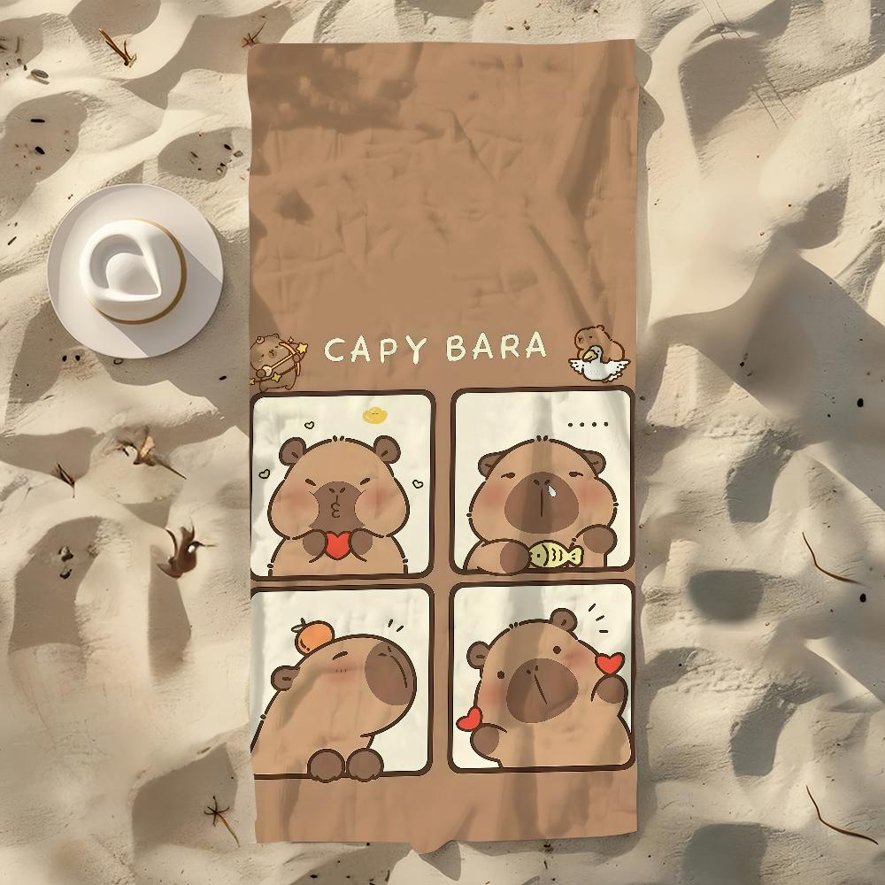 Towel Beach Towel Oversized Art Quick Cartoon Dry Towel Absorbent Soft Swim Capybara Kawaii Cute BeachTowels for Men Women
