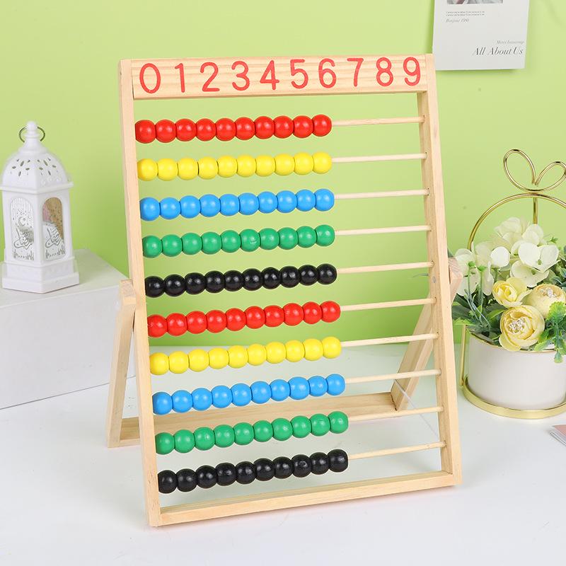 10-Row Wooden Abacus for Elementary School Math: Early Childhood Addition, Subtraction, and Counting Teaching Aid.